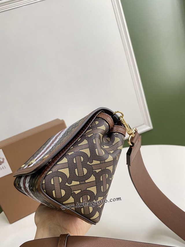 Burberry專門店新款斜背包 巴寶莉條紋環保帆布女士休閒肩背包 yxb1008